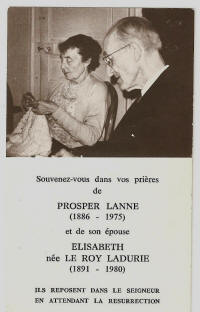 Image mortuaire Prosper Lanne et Elisabeth Le Roy Ladurie